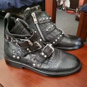 Zadig & Voltaire Laureen Spike Black Combat Boots